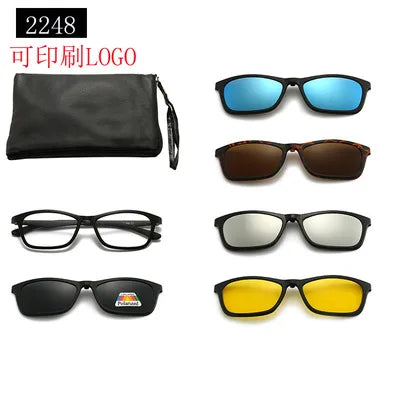 5-in-1 Polarized Magnetic Clip-On Sunglasses for Men & Women – Optical Frame with Magnet Clip-On Sun Glasses Robb
