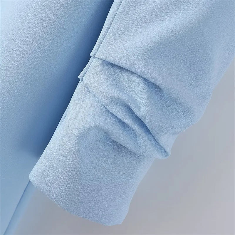 Women's Casual Loose One Button Cuff Pleated Suit Jacket Lucinda