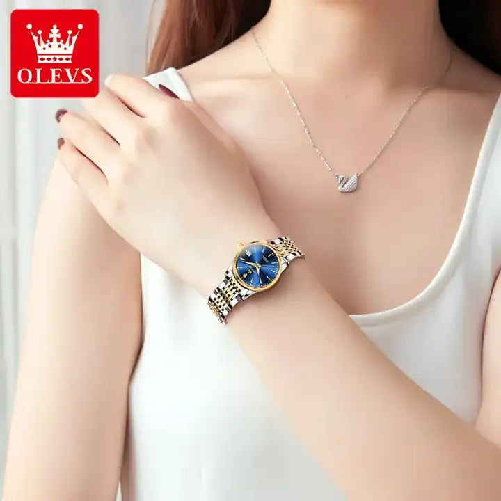 Olevs 6635 Automatic Luxury Watch - Women's Stainless Steel Strap, Classic Fashion Design, Mechanical Movement with Calendar & Date