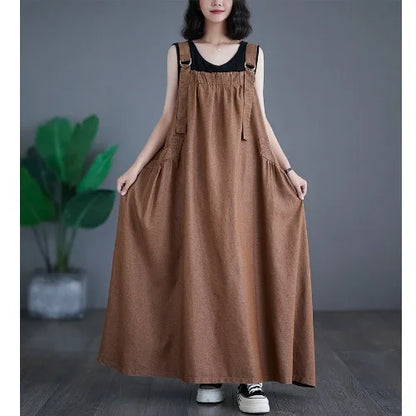 Summer Women's Retro Denim Dress – Loose Fit, Slim Design, and Large Hem for a Fashionable Look Addie