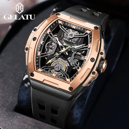 GELATU 6012 Luxury Men's Skeleton Watch – Multifunctional, Waterproof Automatic Wristwatch
