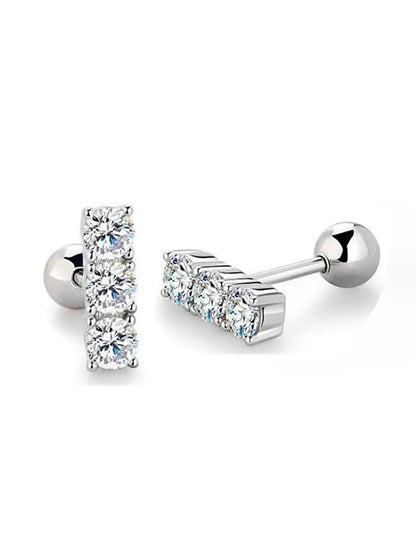 0.3 Carat Moissanite Straight Row Earrings – Luxury 925 Sterling Silver Trendy Design Joan