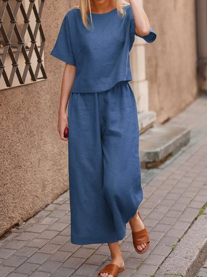 Women's Summer Two-Piece Set – Loose-Fit Top and Breathable Trousers