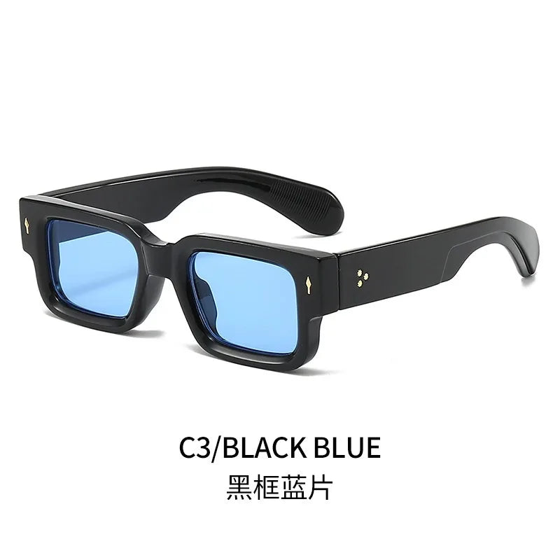 Rectangle Rivet Non Prescription Chunky Rectangle Blue Light Glasses Black Square Thick Frame Rectangle Women Men