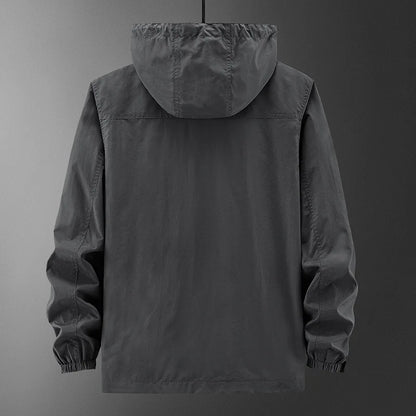 Men's Outdoor Hooded Cardigan Jacket - Lightweight Multi-Pocket Solid Color Casual Jacket Eragon