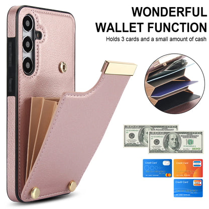 Magnetic Leather Wallet Phone Case | Shockproof Card Holder Back Cover for Samsung S24 & iPhone 15 Pro Max