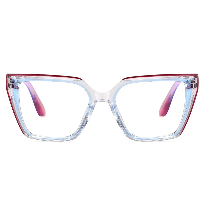 Women’s Square Blue Light Blocking Eyeglasses – TR90+CP Optical Frames | Custom Photochromic Anti-Blue Light Bezel