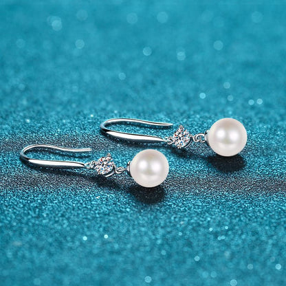 S925 Sterling Silver 0.3 Carat Moissanite & Freshwater Pearl Stud Earrings – Elegant Korean Style Daily Jewelry for Women Zehra