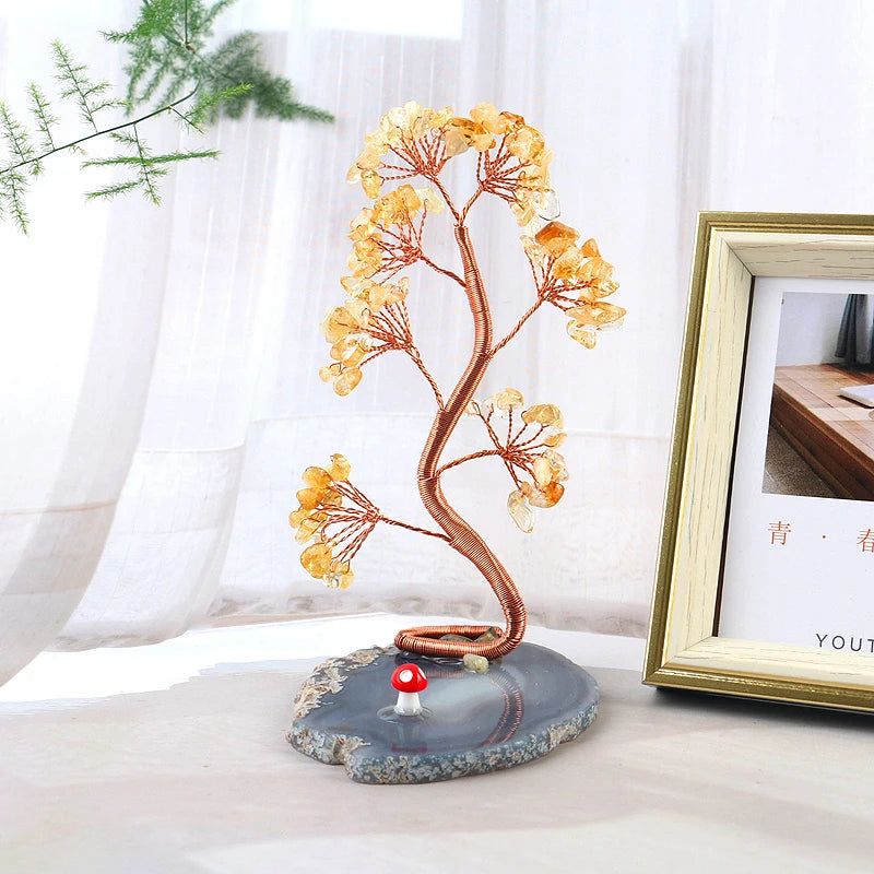 Natural Healing Crystals Tree – Amethyst & Rose Quartz for Home Decor