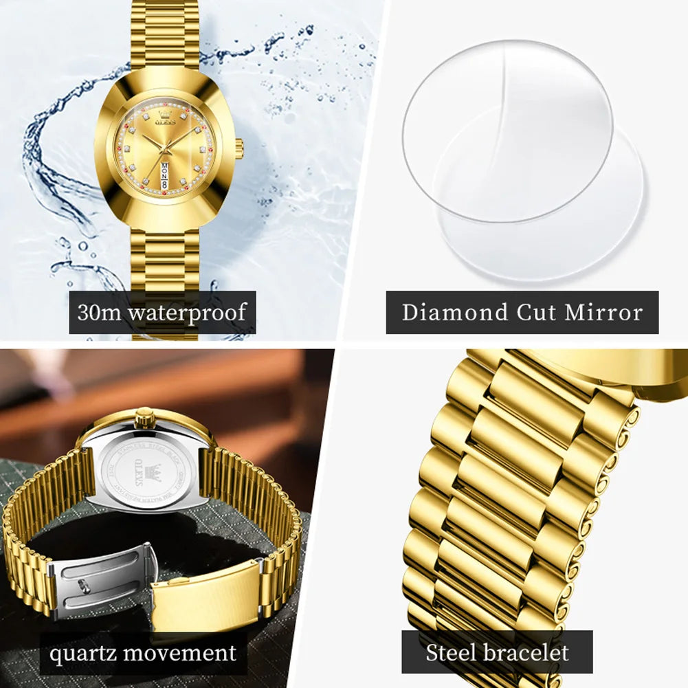 OLEVS 7017 Luxury Stainless Steel Women's Watch – Luminous, Diamond, Waterproof, Calendar Quartz Design