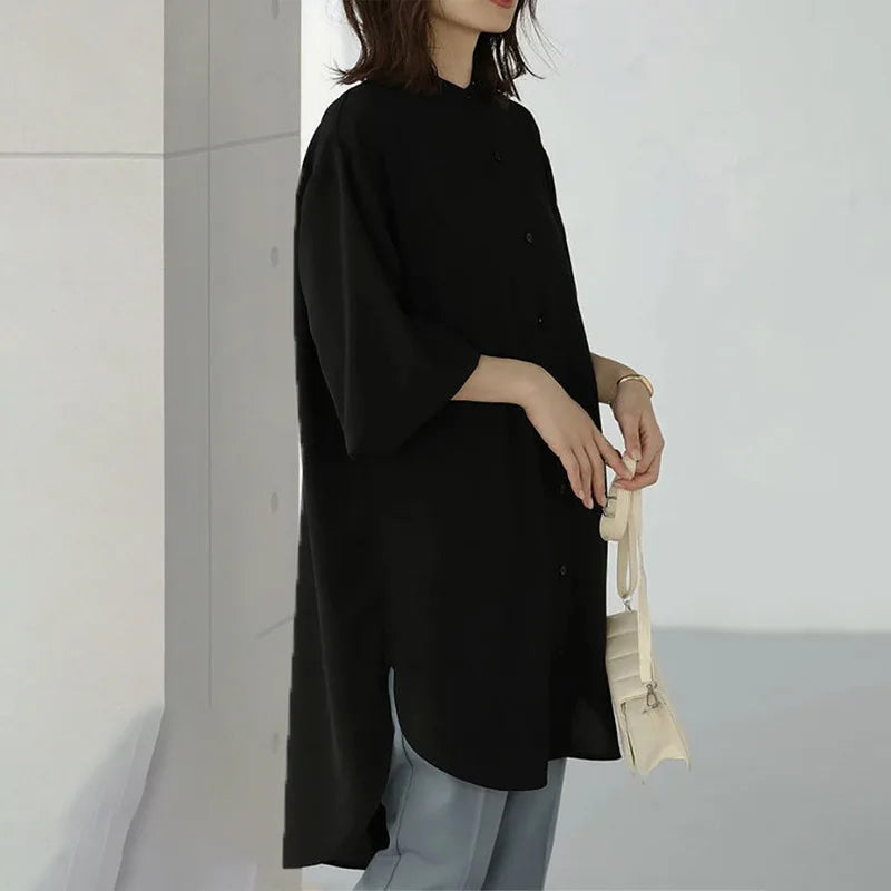 Women's Long Sleeve Blouse Loose Mid-Length Casual Office Top