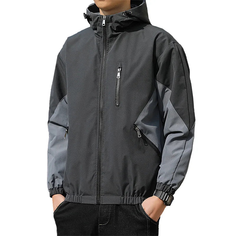 Men's Hooded Windbreaker – Spring & Autumn Slim Fit Jacket, Plus Size Wadded Coat, Lightweight Fashion Pilot Parka Garion