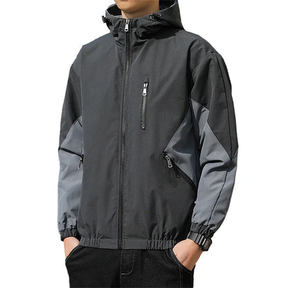 Men's Hooded Windbreaker – Spring & Autumn Slim Fit Jacket, Plus Size Wadded Coat, Lightweight Fashion Pilot Parka Garion