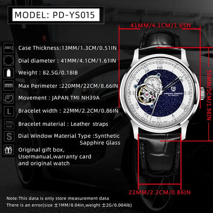 PAGANI DESIGN YS015 Men's Mechanical Tourbillon Watch - NH39 Movement, Sapphire Glass, 100M Waterproof, Luxury Timepiece