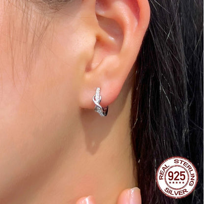 Minimalist 925 Sterling Silver Earrings for Women – 5A Cubic Zirconia Eternity Symbol Design Veron