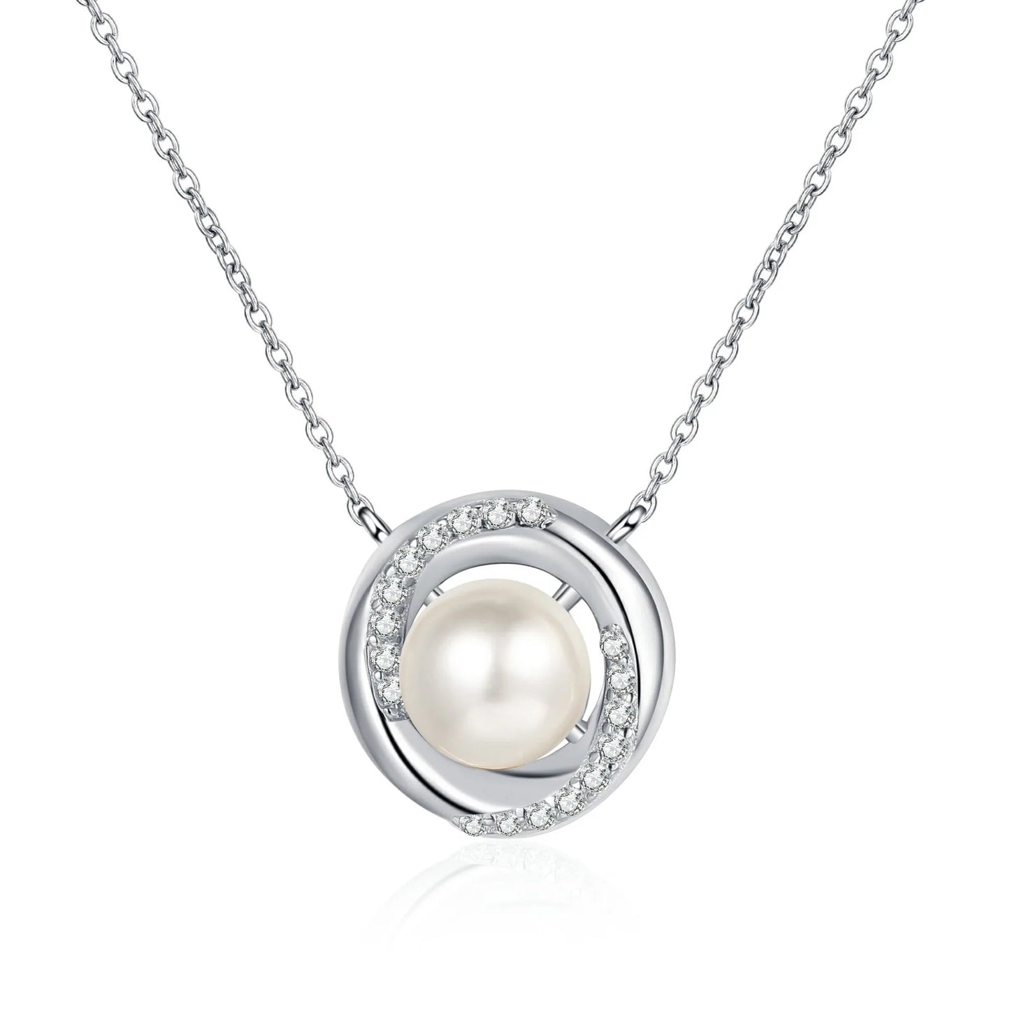 S925 Sterling Silver Pendant Necklace | Moissanite Diamond Pearl Jamilah