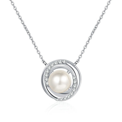 S925 Sterling Silver Pendant Necklace | Moissanite Diamond Pearl Jamilah