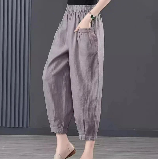 Women's Oversized Cotton Linen Lantern Pants | High-Waist Summer Casual Pants with Pockets Erica