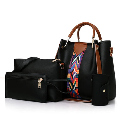 Leather Handbag Set for Women – 4-Piece Fashion Bag Set with Shoulder & Crossbody Bags, Large Capacity