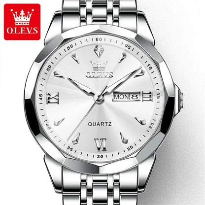OLEVS 9998 Quartz Watch For Men & Women – Original Stainless Steel Band, Waterproof, with Calendar