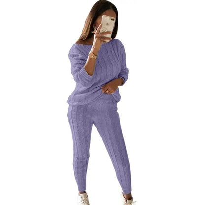 Women's Multi-Color Turtleneck Sweater Set - Drop Shoulder Knitwear for Comfortable Fall Fashion Lavinia