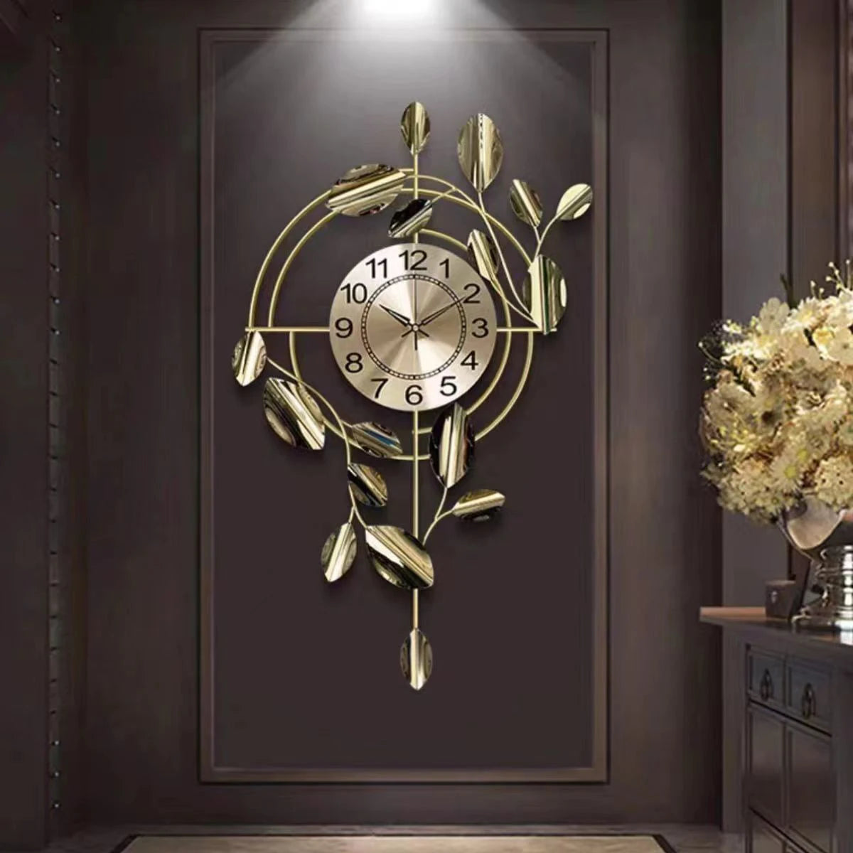 Modern Luxury Metal Wall Clock – Silent Quartz Hanging Clock for Living Room and Home Decor