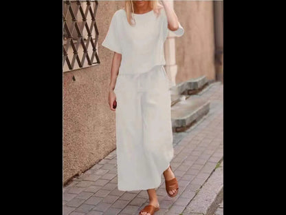 Women's Summer Two-Piece Set – Loose-Fit Top and Breathable Trousers