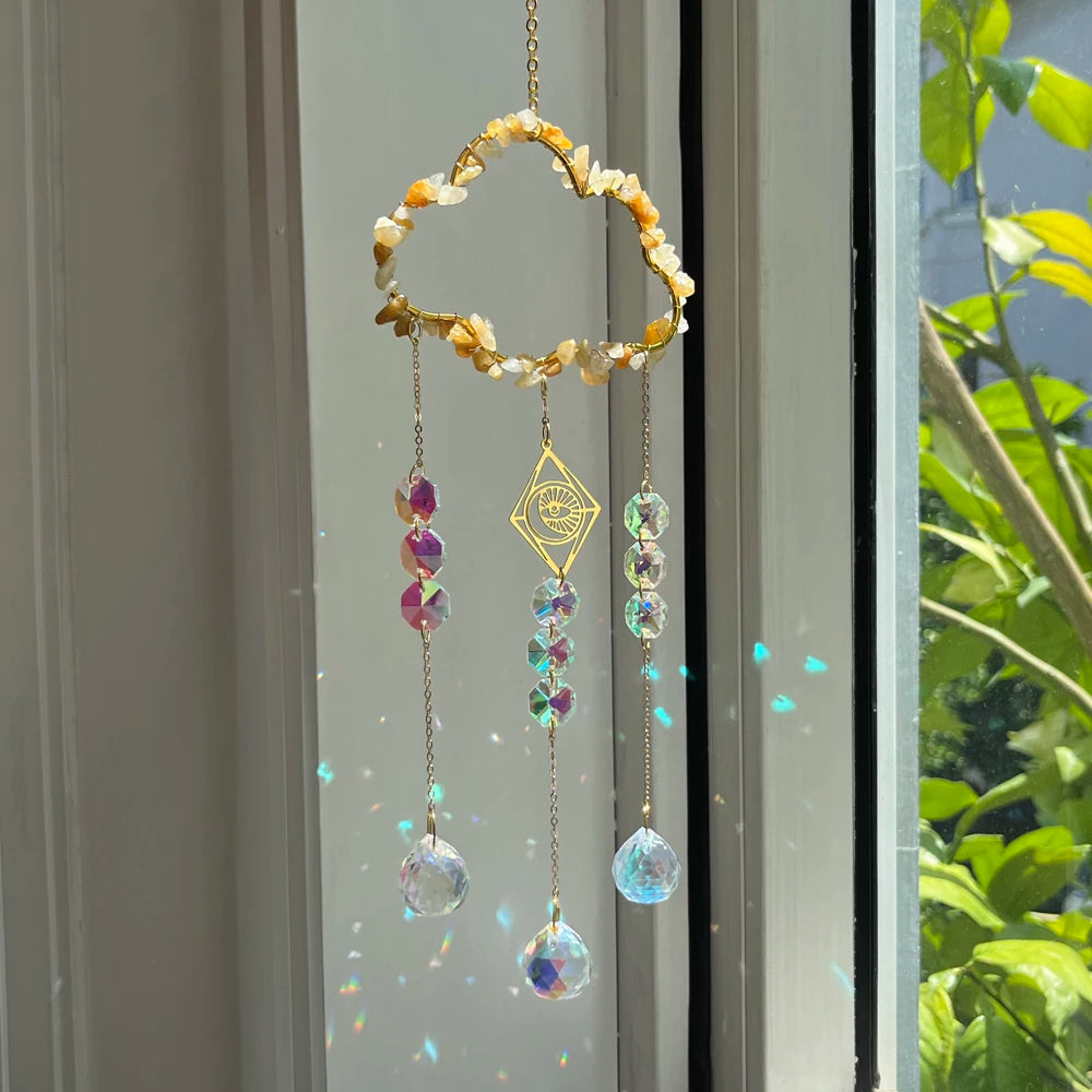 Cloud-Shaped Crystal Engraving: Feng Shui Sun Catcher for Home Decor, Energy Healing