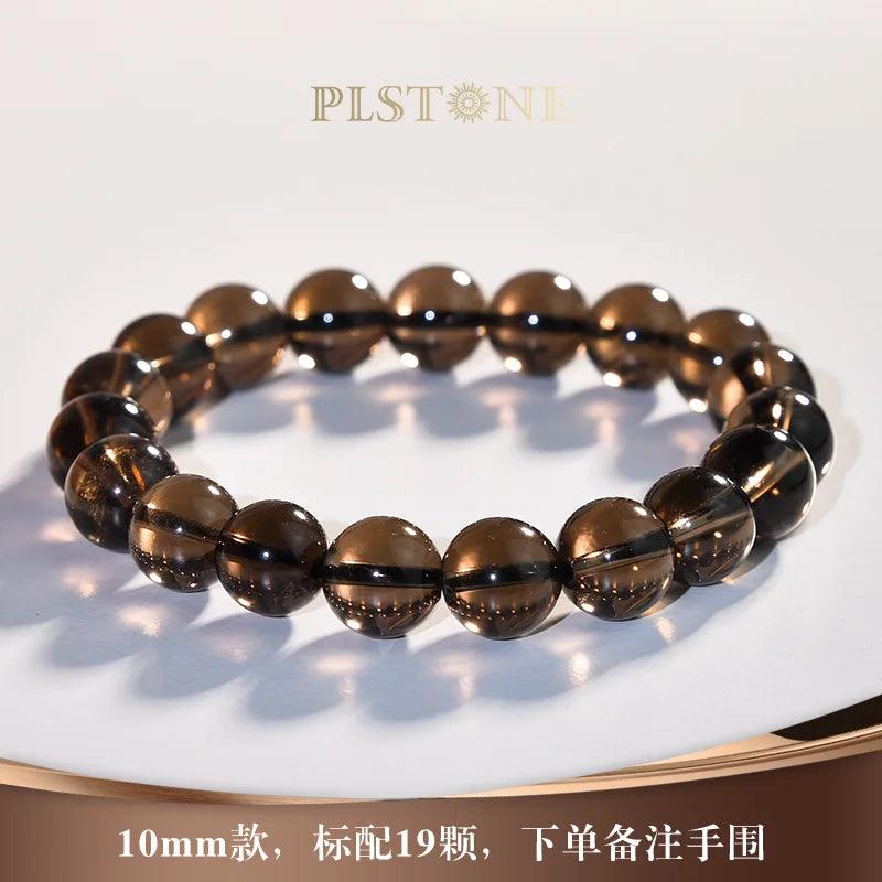 Natural Smoke Citrine Crystal Bracelet – Gold Bangle for Men and Women, Perfect Birthday Gift or Couple’s Jewelry