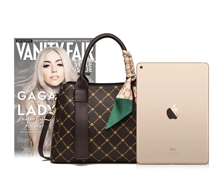Women's PU Leather Handbag - Vegan Large Capacity Shoulder Bag with Scarf Sheryl