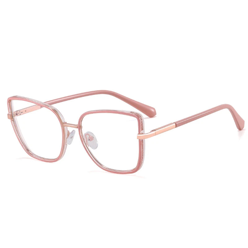 Large Frame Fashion Eyeglasses Women's Anti Blue Light Blocking Glasses