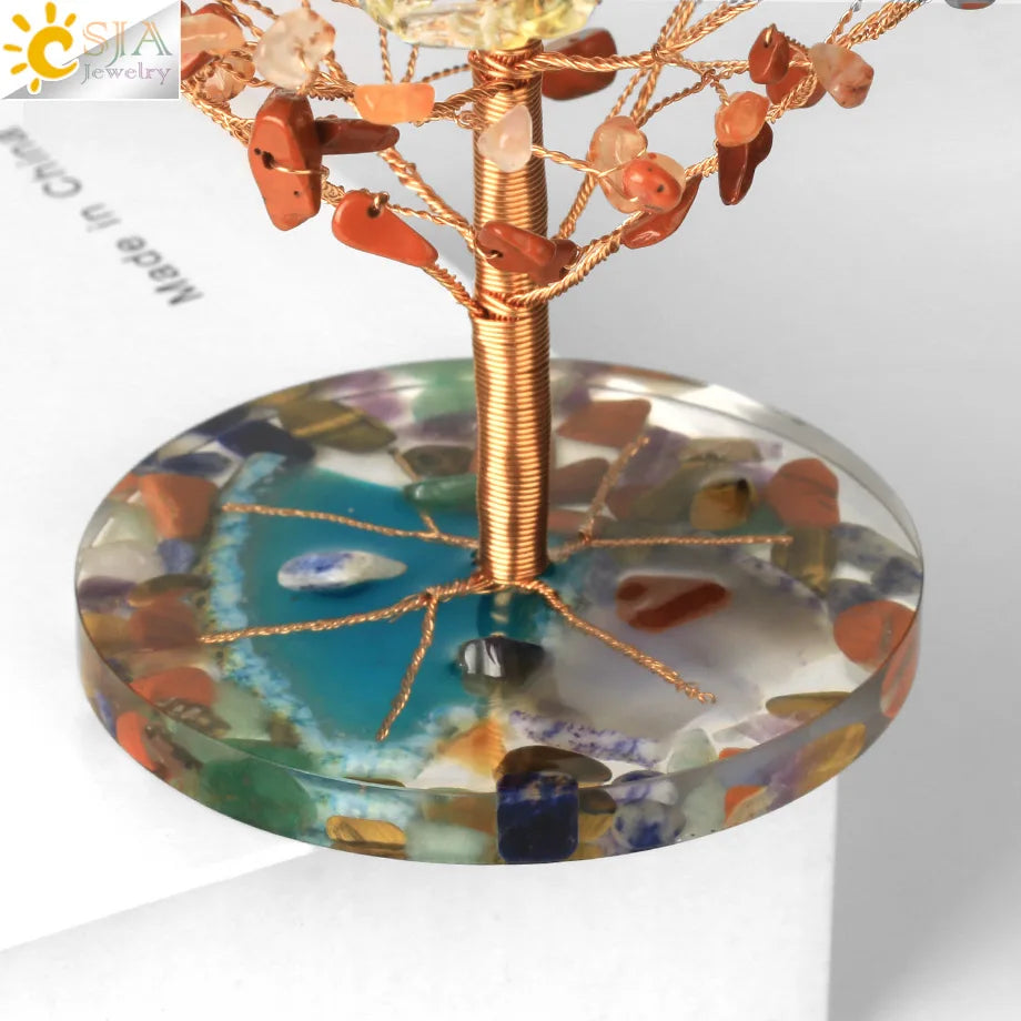 7 Chakra Crystal Money Tree – Natural Healing Stone Decor for Energy Balance, Feng Shui, and Home Office Decoration