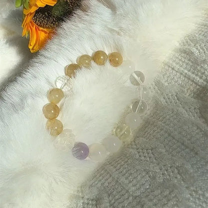 Natural Crystal Duobao Five Elements Bracelet – Golden Wood Water Fire Earth Balance Bangles