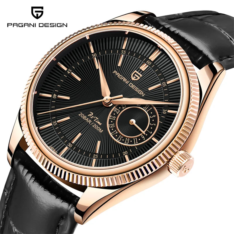 PD1689 PAGANI DESIGN Men’s Quartz Watch | Luxury Business Wristwatch with Sapphire Glass, Genuine Leather Strap, Waterproof