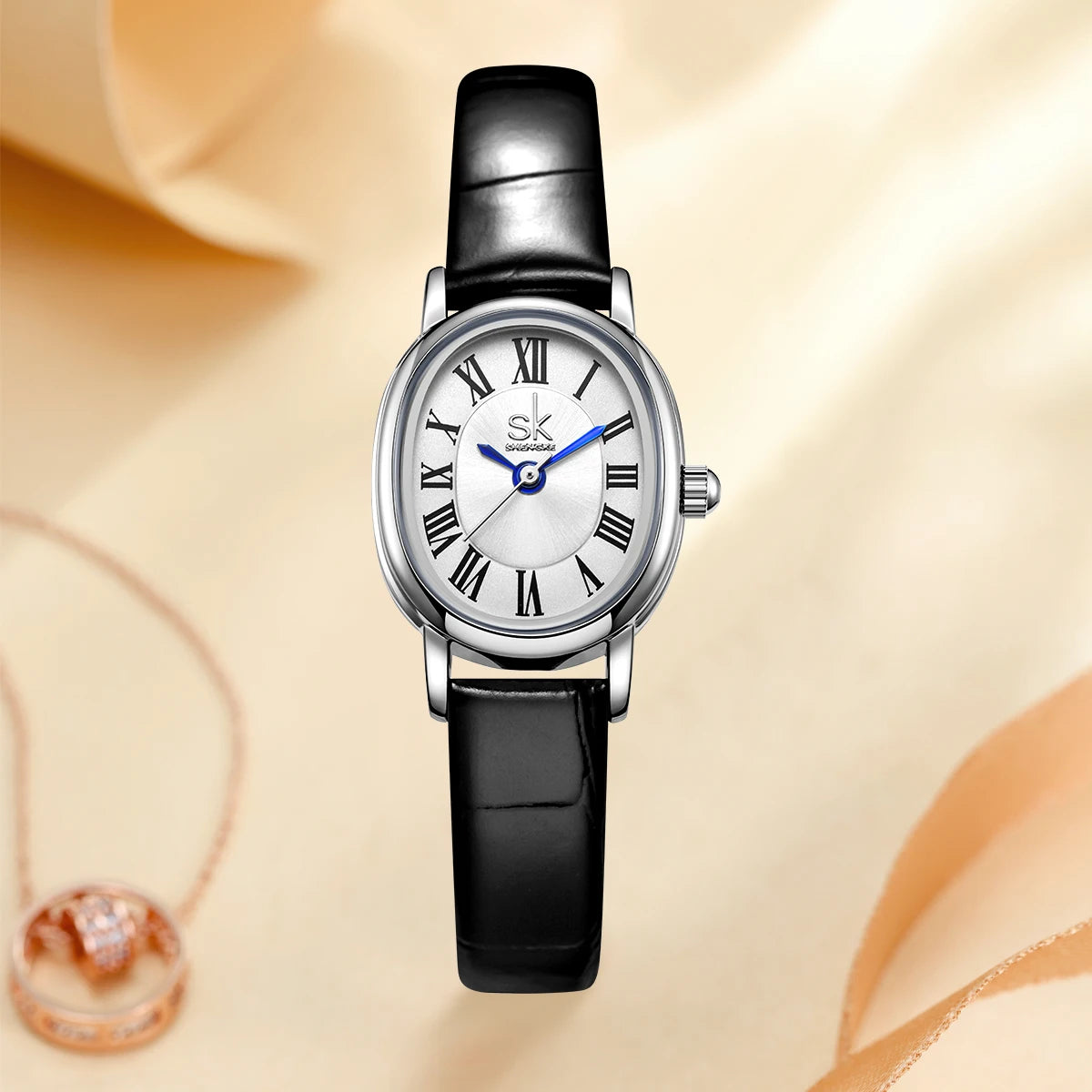 Shengke Ladies' Leather Watch – Luxury Waterproof Quartz Women's Wristwatch Patience