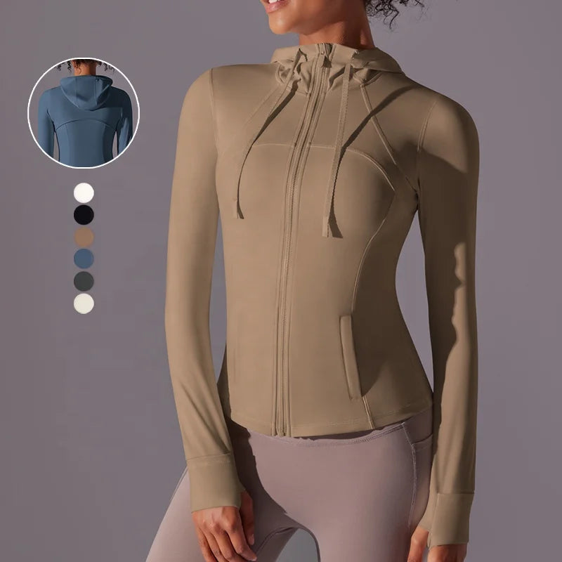 Women's Butter Luxe Full-Zip Workout Hoodie Jacket – Slim Fit, Lightweight Athletic Yoga Jacket with Pockets and Thumb Holes Ginny