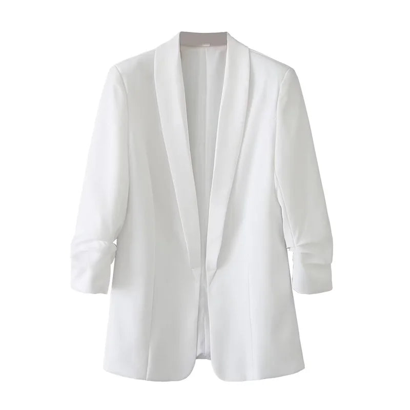 Women's Casual Loose One Button Cuff Pleated Suit Jacket Lucinda