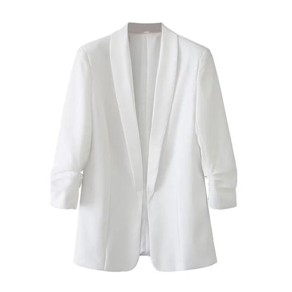 Women's Casual Loose One Button Cuff Pleated Suit Jacket Lucinda