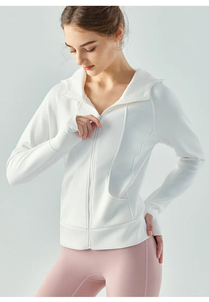 Women's Winter Fleece Zip-Up Hoodie Jacket | Long Sleeve, Thumb Hole, Warm Outdoor Fitness Style Xena