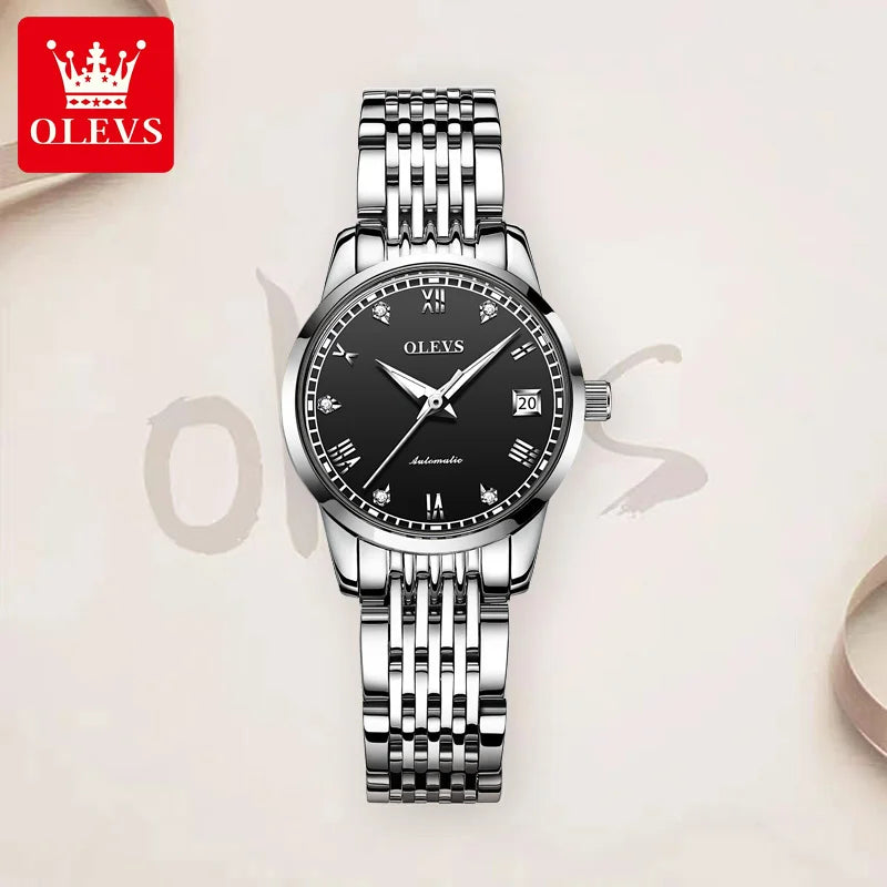 OLEVS 6602 Women's Luxury Automatic Skeleton Watch - Elegant Mechanical Fashion Timepiece for Ladies