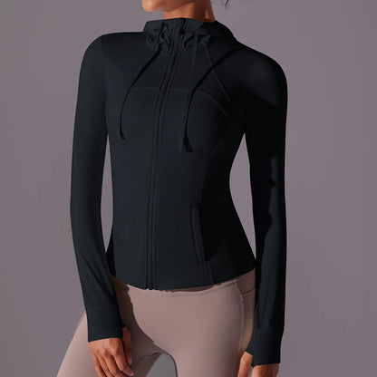 Women's Butter Luxe Full-Zip Workout Hoodie Jacket – Slim Fit, Lightweight Athletic Yoga Jacket with Pockets and Thumb Holes Ginny