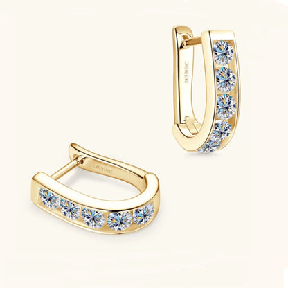 S925 Sterling Silver U-Shaped Moissanite Earrings 0.1ct, Minimalist Design, High-End Couple Style, Sweet & Modern Cora