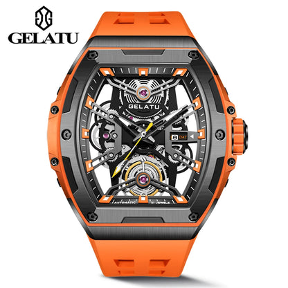 GELATU 6012 Luxury Men's Skeleton Watch – Multifunctional, Waterproof Automatic Wristwatch