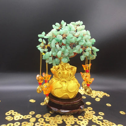 Seven-Chakra Crystal Tree | Natural Green Healing Stone | Feng Shui Crystal Tree Ornament