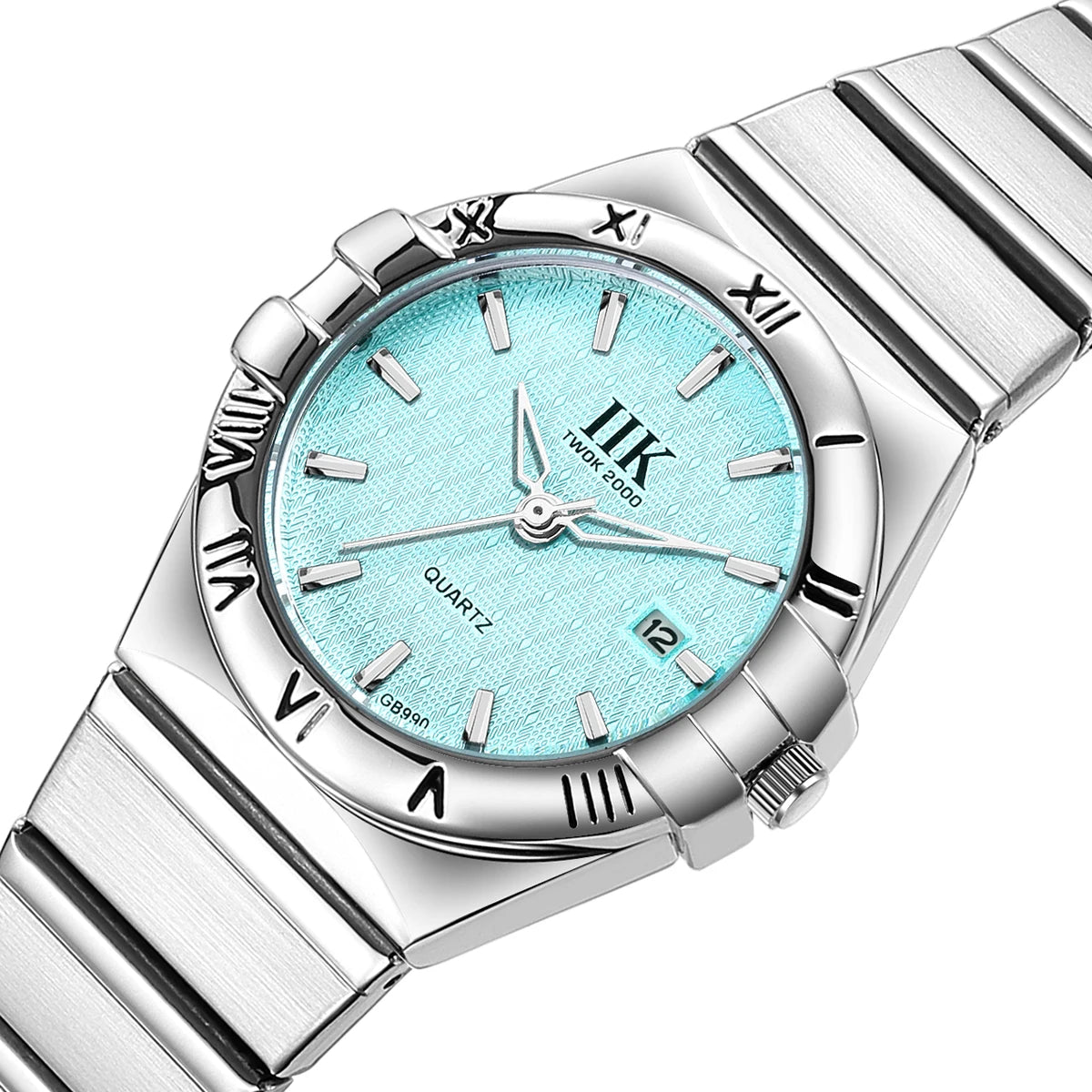 Stylish IIK GB990L Women's Wristwatch – Waterproof Quartz Stainless Steel Watch in Blue, Pink, White, and Black Marilla