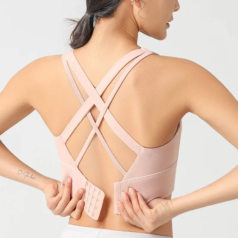 Adjustable Buckle High-Impact Sports Bra | Shock-Absorbing Fitness Yoga Bra with Padded Support for Women