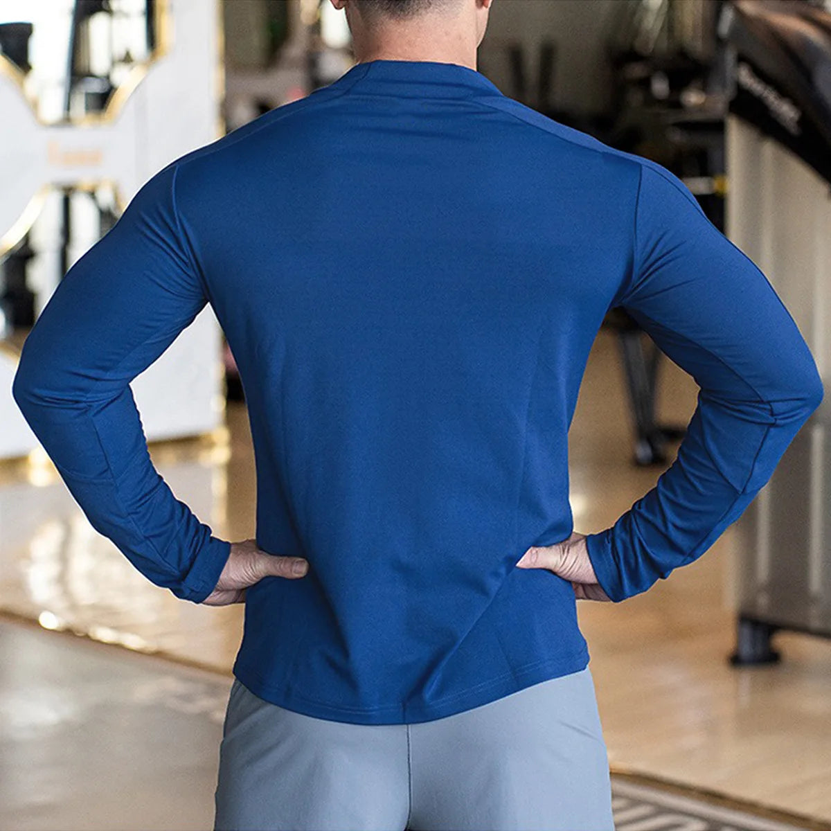 Men’s High‑Elastic Slim‑Fit Training Jacket – Quick‑Dry Long‑Sleeve Sports Top for Running & Cycling