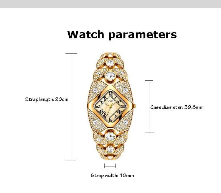 GEDI L008 Women’s Bracelet Watch – Elegant Rhinestone Luxury Quartz Wristwatch | Fashion High‑Quality Ladies’ Watch & Perfect Gift