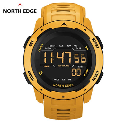 North Edge MARS Men’s Digital Sports Watch – Steel Band LED Electronic Wristwatch for Active Lifestyles