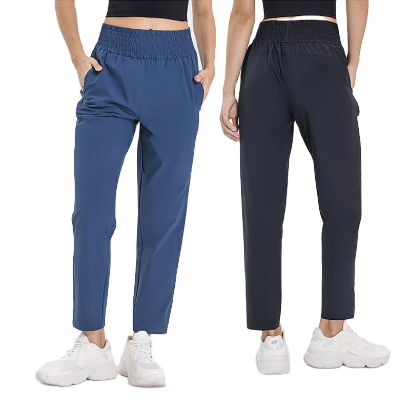 Women Quick-Dry Gym Jogger Pants With Pocket Fitness Running Wear Breathable Solid Pattern Adult Size